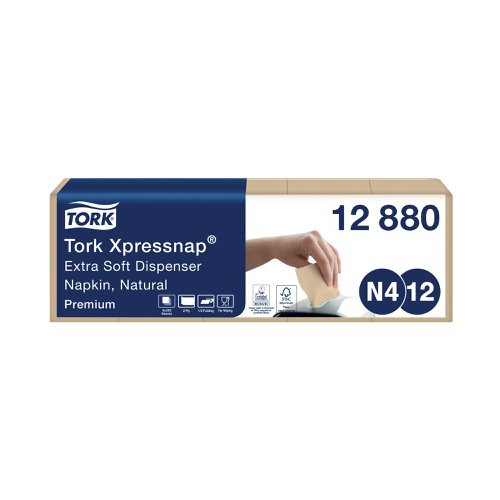 Tork Xpressnap Extra Soft Dispenser Napkin 2-Ply Half Fold Natural 217x170mm (Pack of 1000) 12880