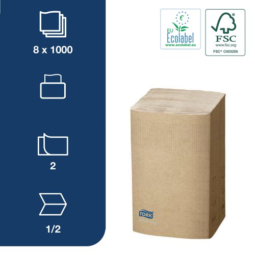 Tork Xpressnap Extra Soft Dispenser Napkin 2-Ply Half Fold Natural 217x170mm (Pack of 1000) 12880