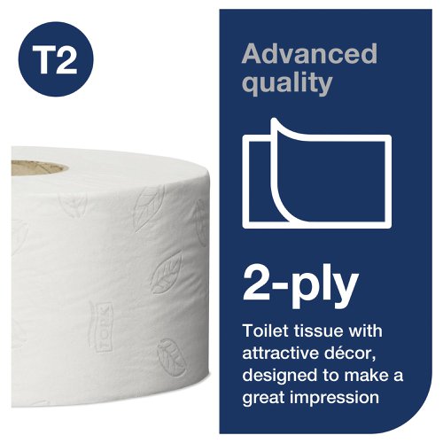 Tork T2 Mini Jumbo Toilet Roll 2-Ply (Pack of 12) 120238