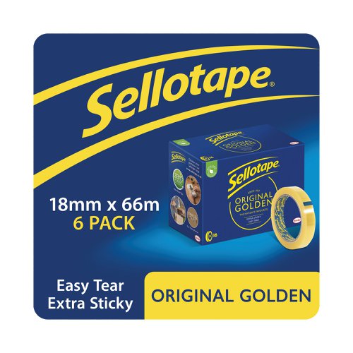 Sellotape Original Golden Tape 18mmx66m (16 Pack) 1443252 | SE04995 | Henkel