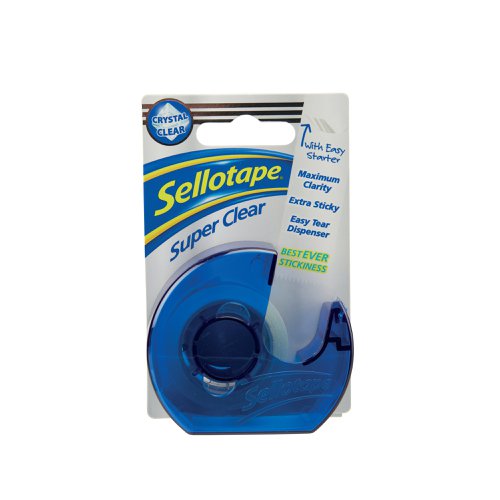 Sellotape Super Clear Tape Dispenser + Roll 18mmx15m (Pack of 6) 1765966 | SE05017 | Henkel