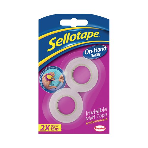 Sellotape On-Hand Refill Invisible Tape 18mm x 15m (2 Pack) 2379006