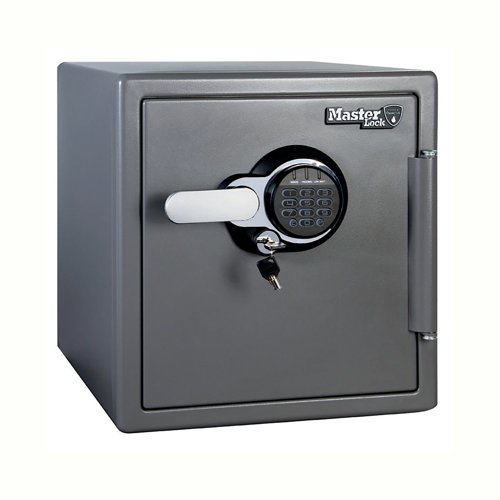 The Master Lock LTW123GTC Dual Security Safe is a home or office safe. It is designed to protect documents, digital media and other valuables (jewellery, cash, external hard drives, etc.) from fire, water, and theft. With steel construction and UL/ETL-verification, this safe provides 120 minutes fire resistance at 923 degrees C and water resistance in the event of flooding (up to 20cm of water during 24h). The safe is resistant to prying attempts: door is locked by four 2.5cm diameter steel bolts (60% bigger bolts than traditional safes) and pry-resistant hinge bar which provides additional security against unauthorized access. Safe has a programmable electronic combination lock with light-up keypad (requires 4 x AAA batteries, not included) and key lock. Safes interior includes interior light, adjustable shelf and door with storage compartment and key hooks. Kit for bolting the safe to the floor is included. In the event of an unfortunate fire, you product is covered by the Lifetime After-Fire Replacement Guarantee meaning that the American security specialist will replace your damaged product like-for-like. However if your product is defective due to faulty materials or workmanship, the product is warranted for 2 years.