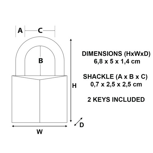 Master Lock 50mm Brass Padlock with 2 Keys 150EURD