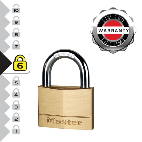 Master Lock 60mm Brass Padlock with 2 Keys 160EURD