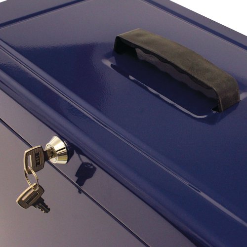 Cathedral Metal File Box Foolscap Home Office Blue HOBL