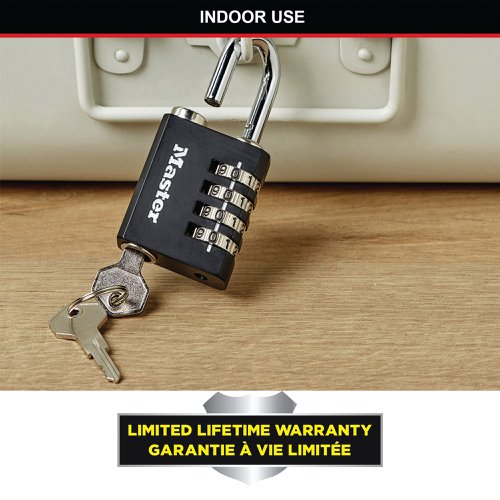 Master Lock Combi Padlock With Override Key Black 7641EURDBLK SG94524