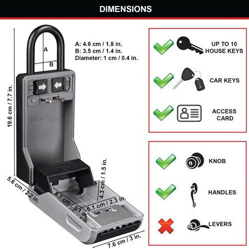 Master Lock Key Lock Box With Shackle Black/Grey 5480EURD | Master Lock