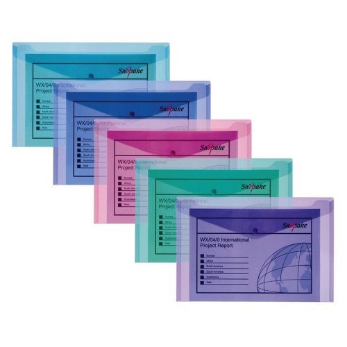 Snopake Polyfile Electra Foolscap + Assorted (Pack of 5) 10088 | SK10088 | Snopake Brands