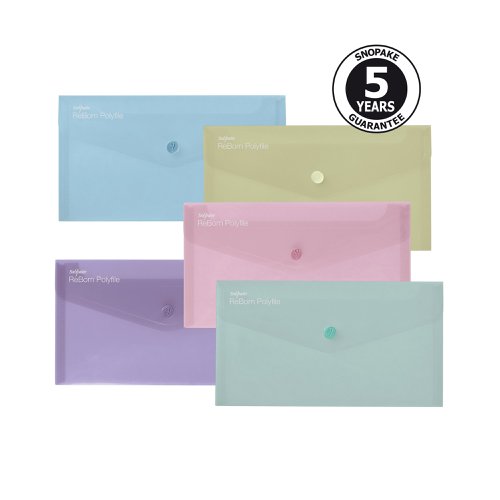 Snopake Reborn Polyfile DL Assorted (Pack of 5) 15908 | Snopake Brands