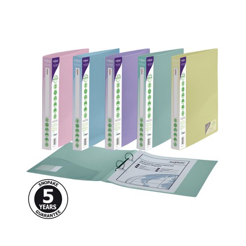 Snopake Reborn 2/25 A4 Ring Binder Assorted (Pack of 5) 15918