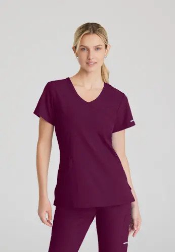 Skechers Female V Neck Scrub Top Wine 2XL SK102/WINE/2XL