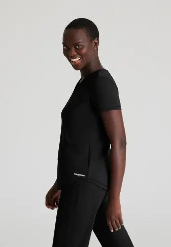 Skechers Slip-ins Serene Knit Scrub Top: Professional Comfort for Healthcare Professionals Black XXS