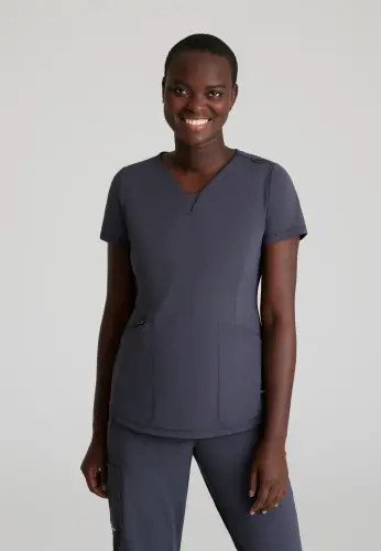 Skechers Slip-ins Serene Knit Scrub Top: Professional Comfort for Healthcare Professionals Pewter XX