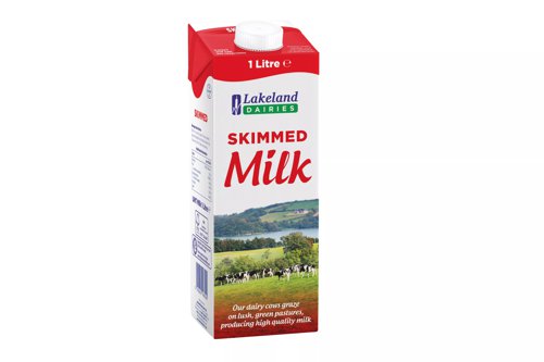 Lakeland Skimmed Long Life Milk 1 Litre (Pack of 12) 123028