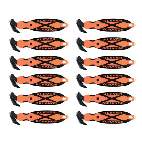 Klever X-Change Safety Cutter with Wider Cut Head and Scraper Orange (Pack of 12) KCJ-XC-35G