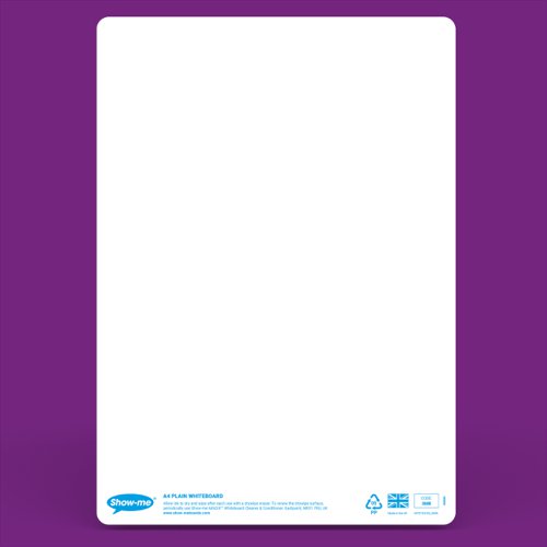 Show-me StayClean A4 Whiteboards Plain/Plain (100 boards pens and erasers + Free cleaners) B/SMB