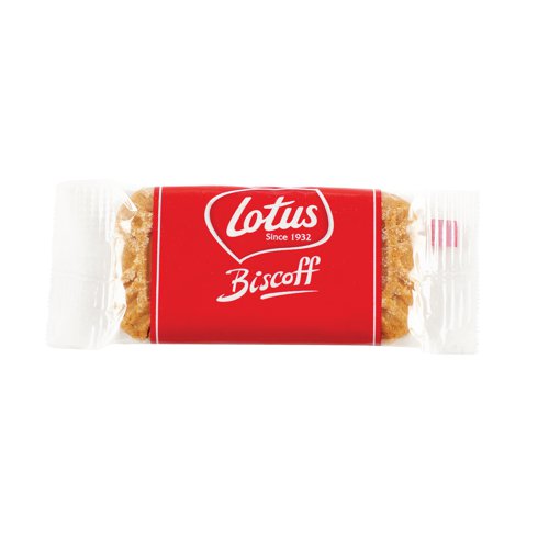 Distinctive and moreish, these Lotus Biscoff caramelised biscuits are individually wrapped, ideal for caterers to serve alongside teas and coffees. This pack contains 300 individually wrapped biscuits, ideal for enjoyment at coffee shops and conferences.