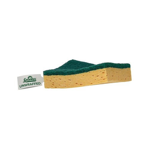 Spontex Unwrapped Sponge Scourer is efficient and packaging free, there is no unnecessary packaging. The sponge is ideal for wiping down surfaces and mopping up spills whilst the scouring side is efficient for all daily washing up. Pack of 66.