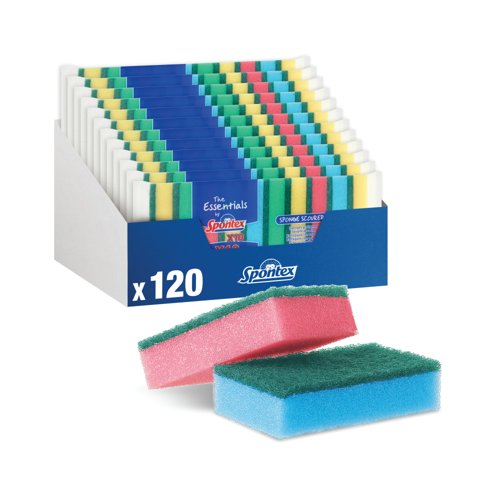 Spontex Sponge Scourer x10 Scourers Pack of 12 19400209