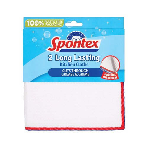 Spontex Long Lasting Kitchen Cloths White (Pack of 2) 19700241