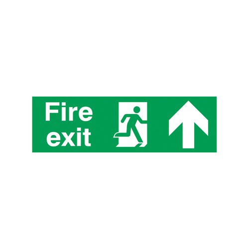 Safety Sign Fire Exit Running Man Arrow Up 150x450mm PVC FX04711R | Signs and Labels