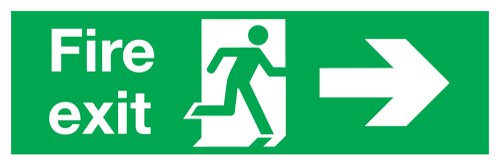 Safety Sign Fire Exit Running Man Arrow Right 150x450mm PVC FX04411R | Signs and Labels