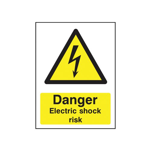 Safety Sign Danger Electric Shock Risk PVC A5 HA10751R