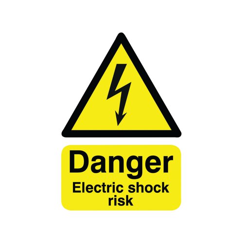 Safety Sign Danger Electric Shock Risk A5 Self-Adhesive HA10751S