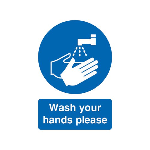 Safety Sign Wash Your Hands Please A5 Self-Adhesive MD05851S SR11223