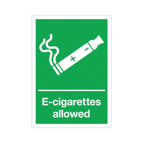 Signs and Labels E-Cigarettes Allowed Sign Rigid Plastic 297x210mm EL002A4RP