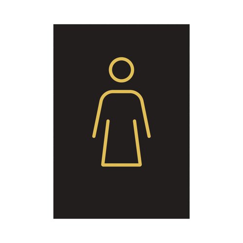 Female Toilet Sign Rigid Plastic 105x150mm Black/Gold Y6698802