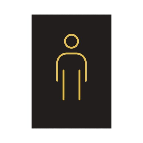 Male Toilet Sign Rigid Plastic 105x150mm Black/Gold Y6698803