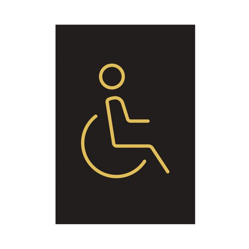 Disabled Toilet Sign Rigid Plastic 105x150mm Black/Gold Y6698804 | 