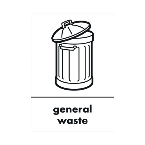 A5 Sign Self Adhesive General Waste (Pack of 5) Y7321004