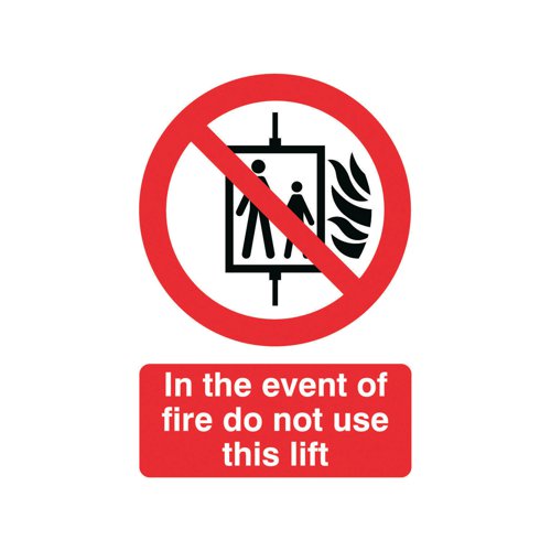 Safety Sign In the Event of Fire Do Not Use This Lift FR08651R