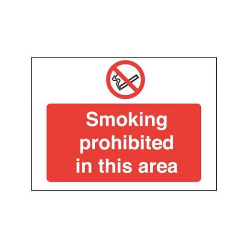 Safety Sign Smoking Prohibited in This Area 450x600mm PVC P35Z/R