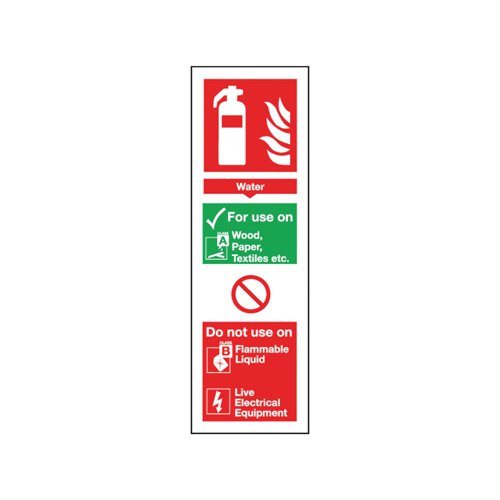 Safety Sign Fire Extinguisher Water 300x100mm Self-Adhesive F200/S