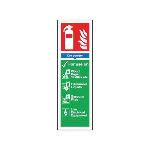 Safety Sign Fire Extinguisher Dry Powder Usage Self-Adhesive 300x100mm F201/S