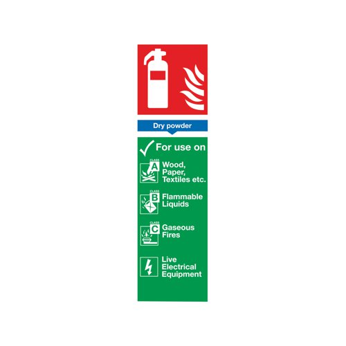 Safety Sign Fire Extinguisher Dry Powder 300x100mm PVC F101/R Fire Safety Signs SR71135