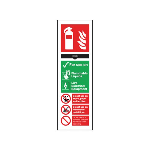 Safety Sign Carbon Dioxide Fire Extinguisher 300x100mm Self-Adhesive F203/S | Brady Corporation Ltd