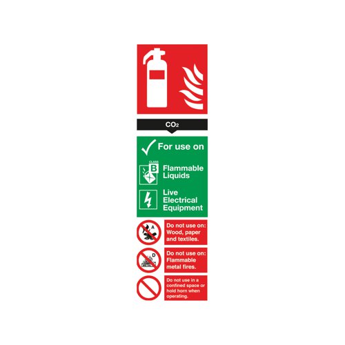 Safety Sign Carbon Dioxide Fire Extinguisher 300x100mm PVC F103/R | Brady Corporation Ltd