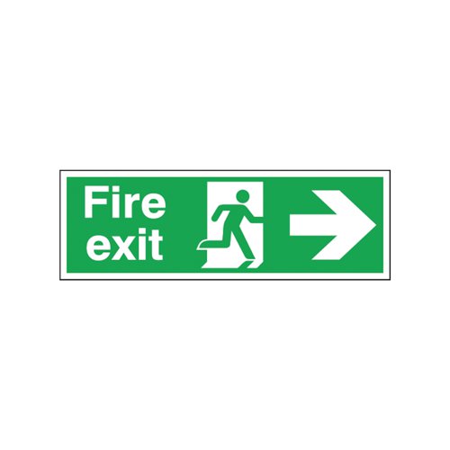 Safety Sign Fire Exit Running Man Arrow Right 150x450mm Self-Adhesive E99A/S