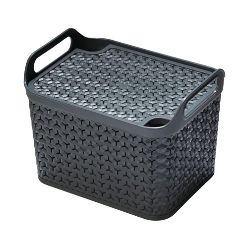 Strata Medium Urban Store Basket with Lid 14L Charcoal Grey XW123-CHA-VW