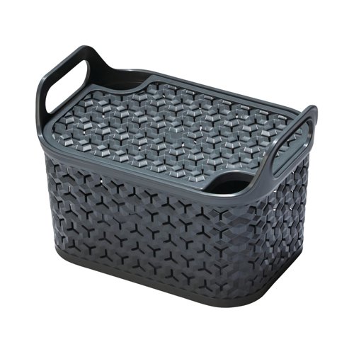 Strata Small Urban Store Basket with Lid 4L Charcoal Grey XW122-CHA-VW