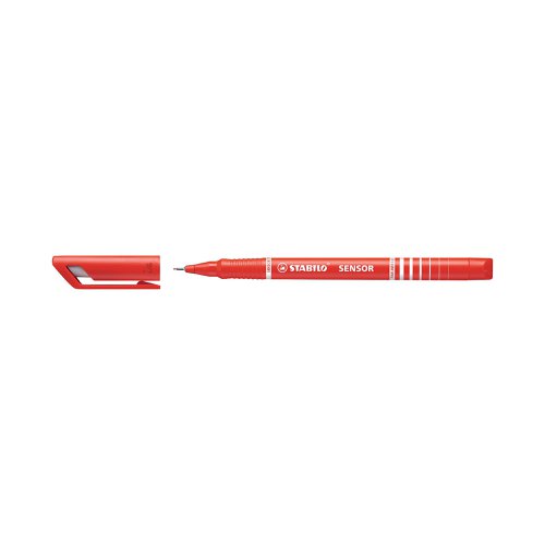 Stabilo Sensor Cushion Tip Fineliner Pen Red (Pack of 10) 189/40 | SS18940 | Stabilo