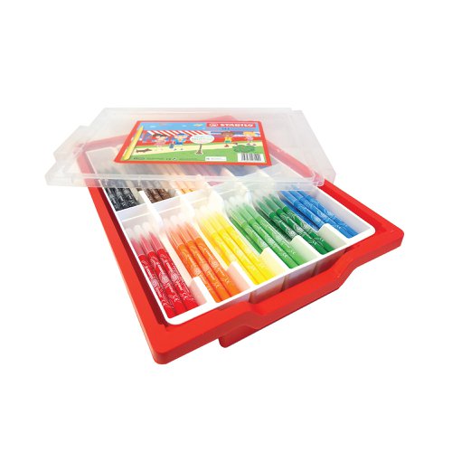 The Stabilo Power felt tip pen comes in 30 colours of washable ink, ensuring doodles and drawings can be removed with ease from both hands and clothes. With a ventilated cap and cap-off time of 8 weeks without drying out, the pens have a large, robust tip delivering a line width of 2mm. Suitable for the heavy demands of any playroom, these pens are supplied in a gratnell tray of 144 in assorted colours.