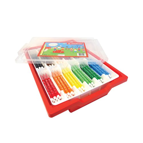 Stabilo Trio A-Z Felt Tip Colour Pens Classpack Gratnell Tray Assorted (Pack of 144) F378/144-04