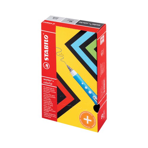 Stabilo Worker+ Colorful Rollerball Pen Blue (Pack of 10) 2019/41