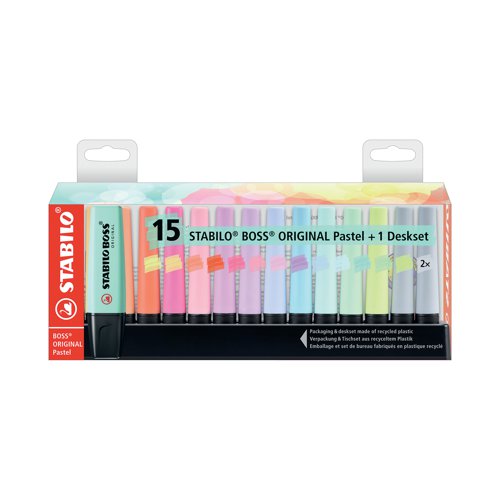 Stabilo Boss Original Highlighters Desk Set Pastel (Pack of 15) 7015-02-5